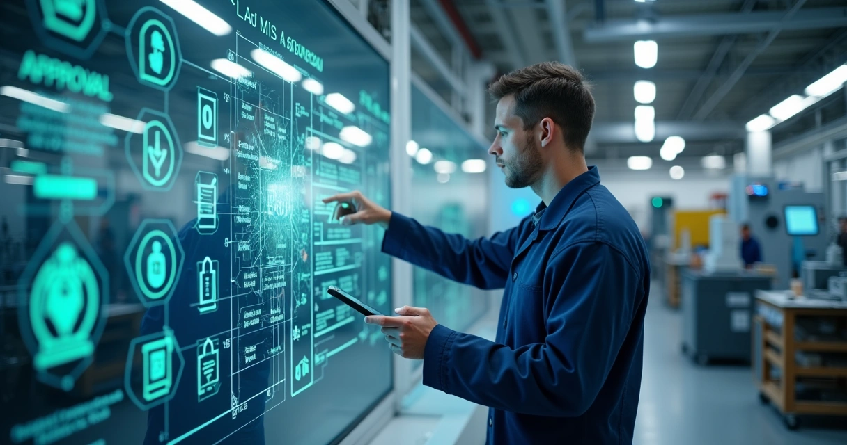 Processo industrial com aprovação digital integrada