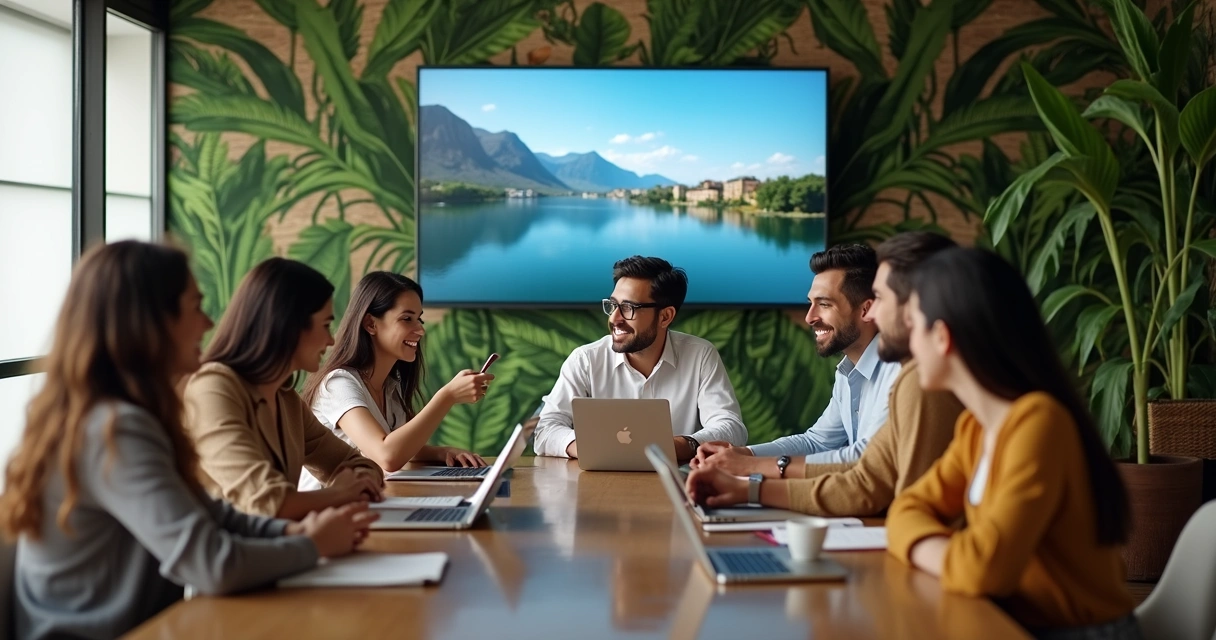 Equipe ajustando OKRs em ambiente corporativo brasileiro 