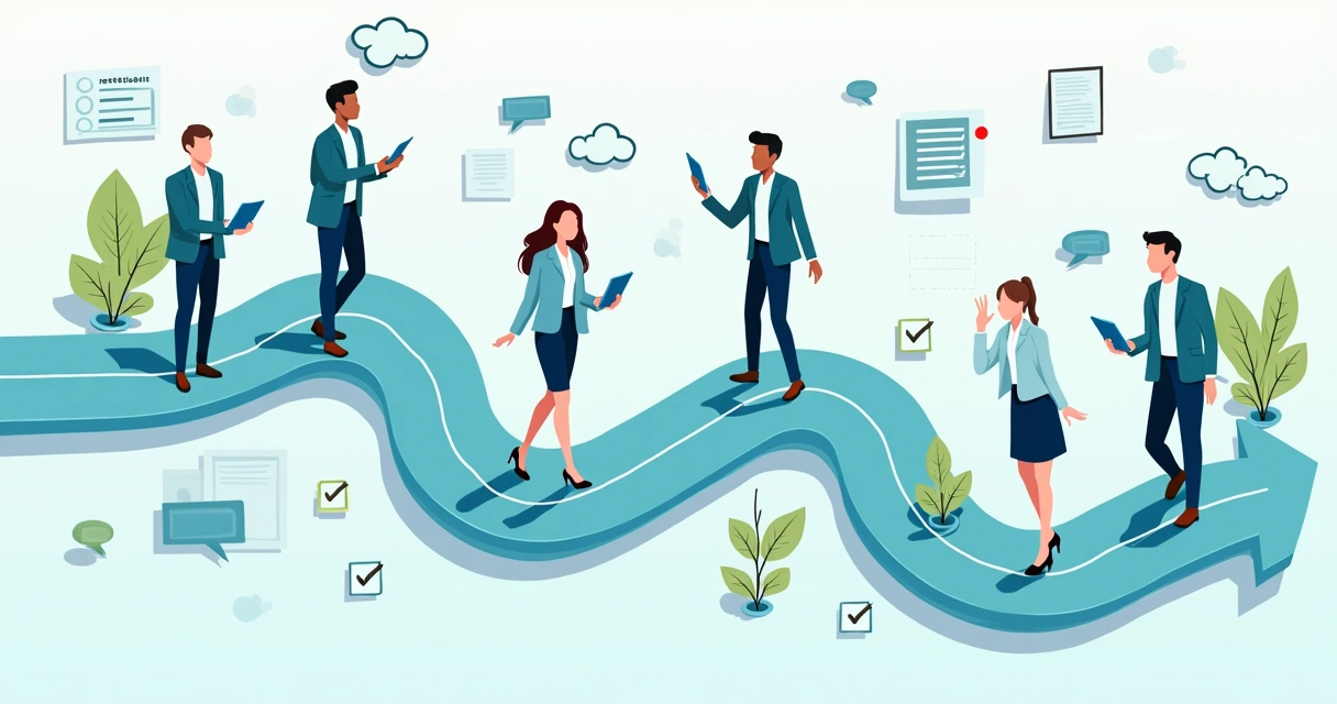 Mapa visual representando uma trilha de aprendizagem corporativa 