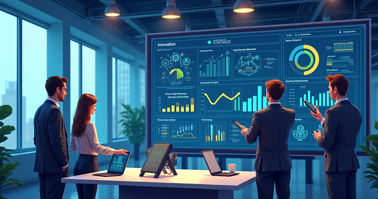 Dashboard digital com métricas de inovação 