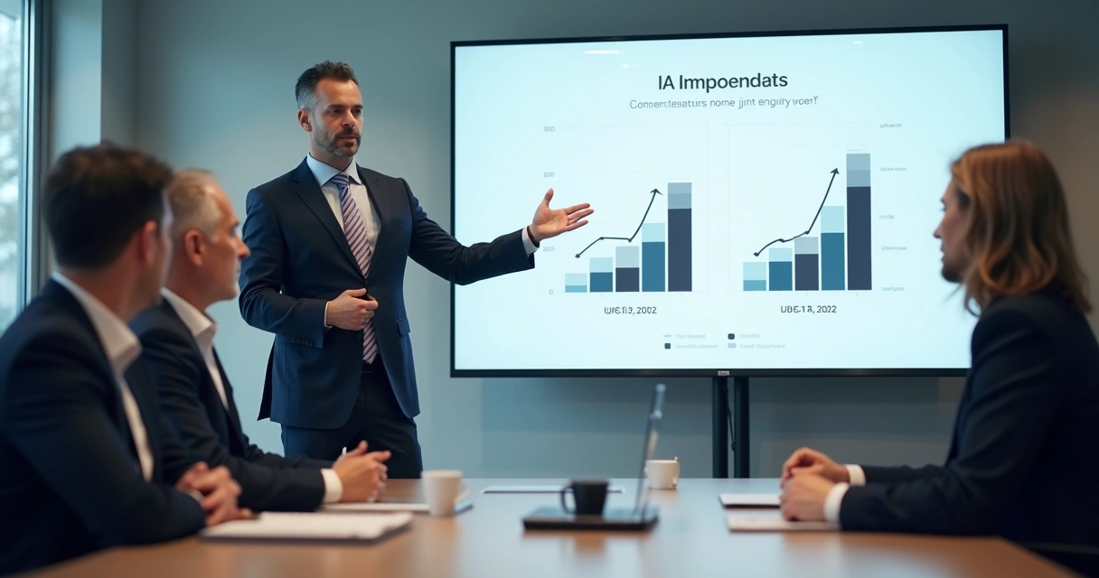 Executivo apresenta gráfico com resultados de IA para diretoria 