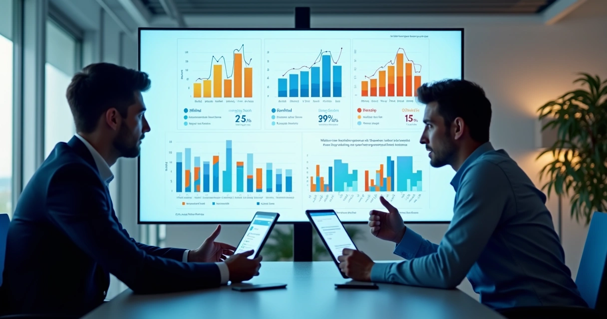 Tela digital exibindo dashboard com KPIs de treinamento em destaque 